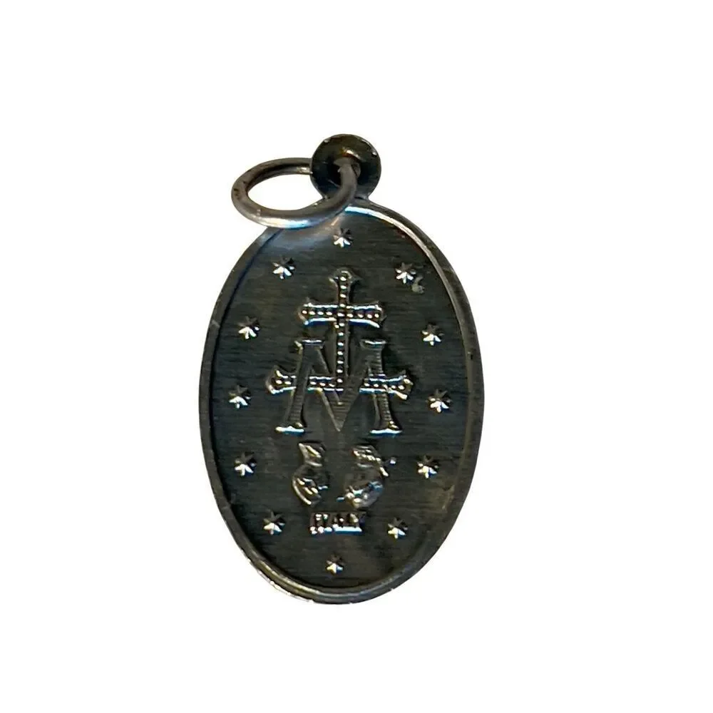 VTG Blessed Virgin Mary Miraculous Medal Metal Pendant Army Soldier Carried WWII